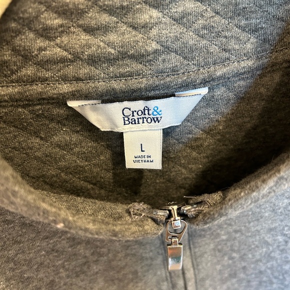 Croft & Barrow Gray Quilted Zip Jacket - Picture 4 of 6